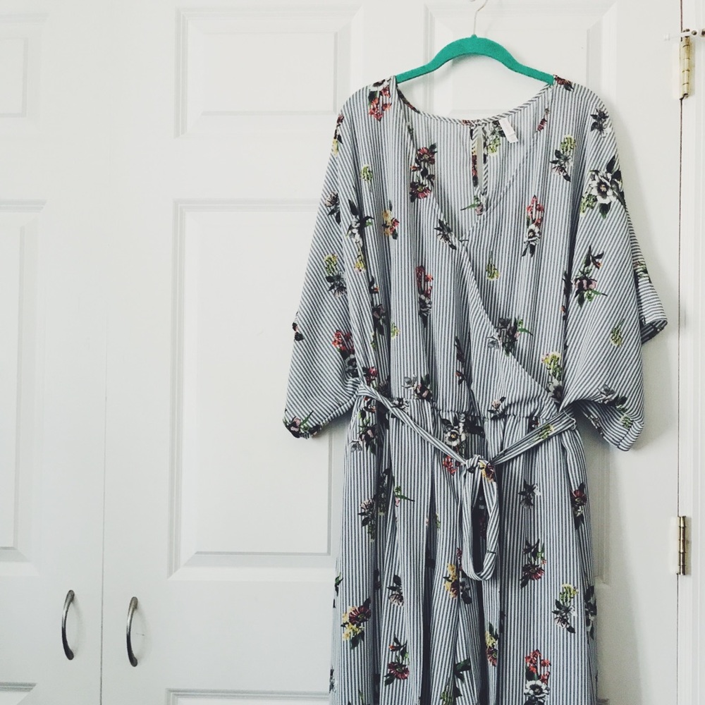 Xhilaration Floral Striped Romper Dress